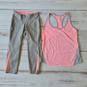 Old Navy Athletic Leggings and Top Set Pink and Gray Sz XS/Small